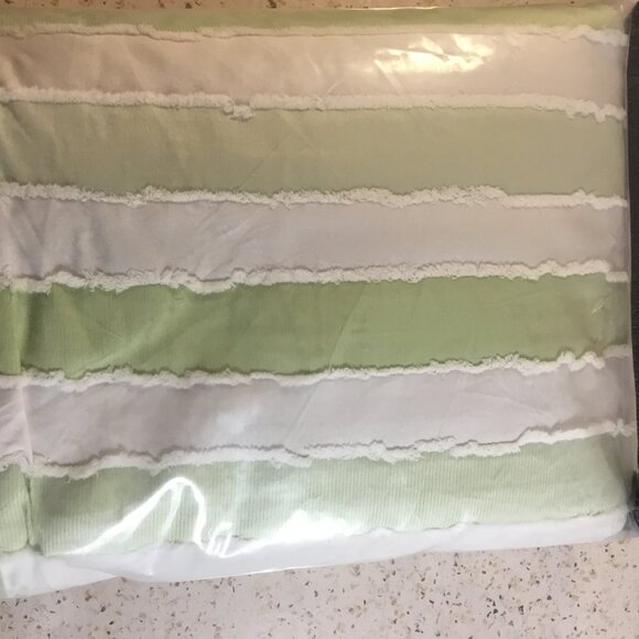 WARMDERN White and Green Boho Duvet Cover King Size, Striped Tufted Duvet Cover - Picture 6 of 8